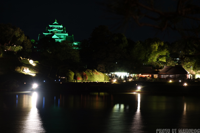 ライトアップされた岡山城